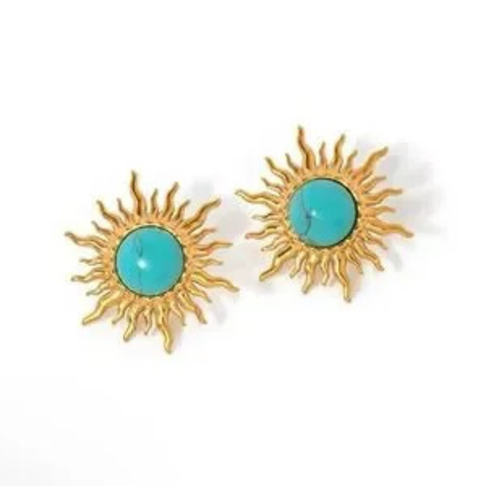 Turquoise Sunflower Earrings For Women